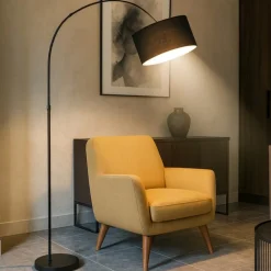 Lampade Da Terra-Selezionato da Mazzolaluce Lampada arco nera paralume orientabile moderna base marmo