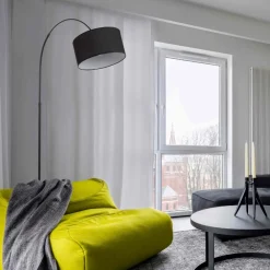 Lampade Da Terra-Selezionato da Mazzolaluce Lampada arco nera paralume orientabile moderna base marmo