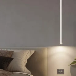 Lampade A Sospensione-Selezionato da Mazzolaluce Lampada a sospensione bianca moderna cilindro sottile per comodini