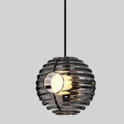 Lampade A Sospensione-Selezionato da Mazzolaluce Lampada a sospensione boccia di vetro fume led 13w 3000k