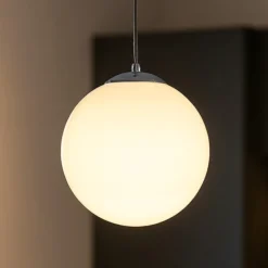 Lampade A Sospensione-Selezionato da Mazzolaluce Lampada a sospensione boccia 30cm vetro bianco lucido 30cm