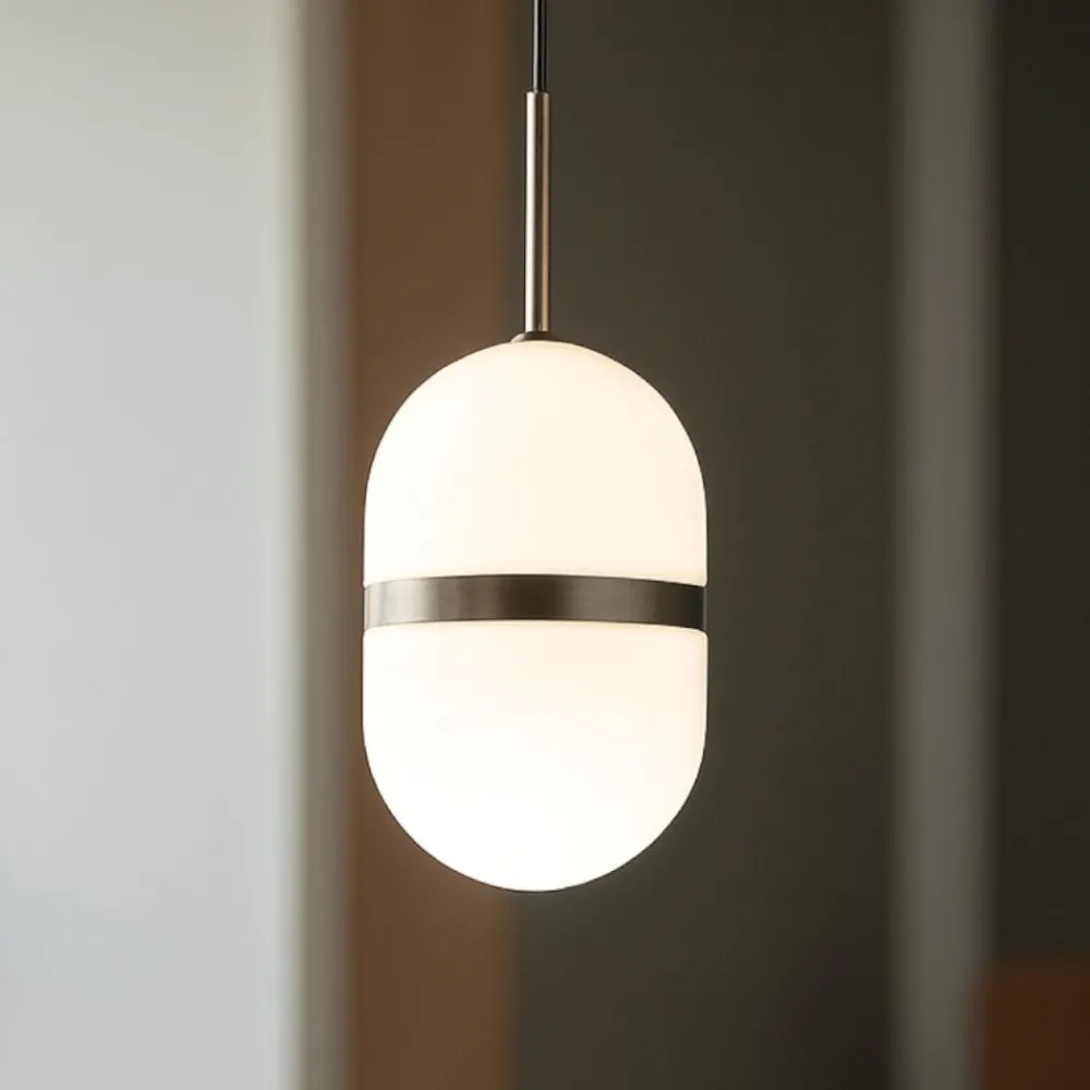 Lampade A Sospensione-Miloox Lampada a sospensione bronzo vetro bianco per soggiorno domu