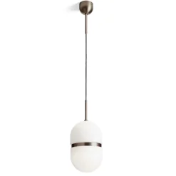 Lampade A Sospensione-Miloox Lampada a sospensione bronzo vetro bianco per soggiorno domu