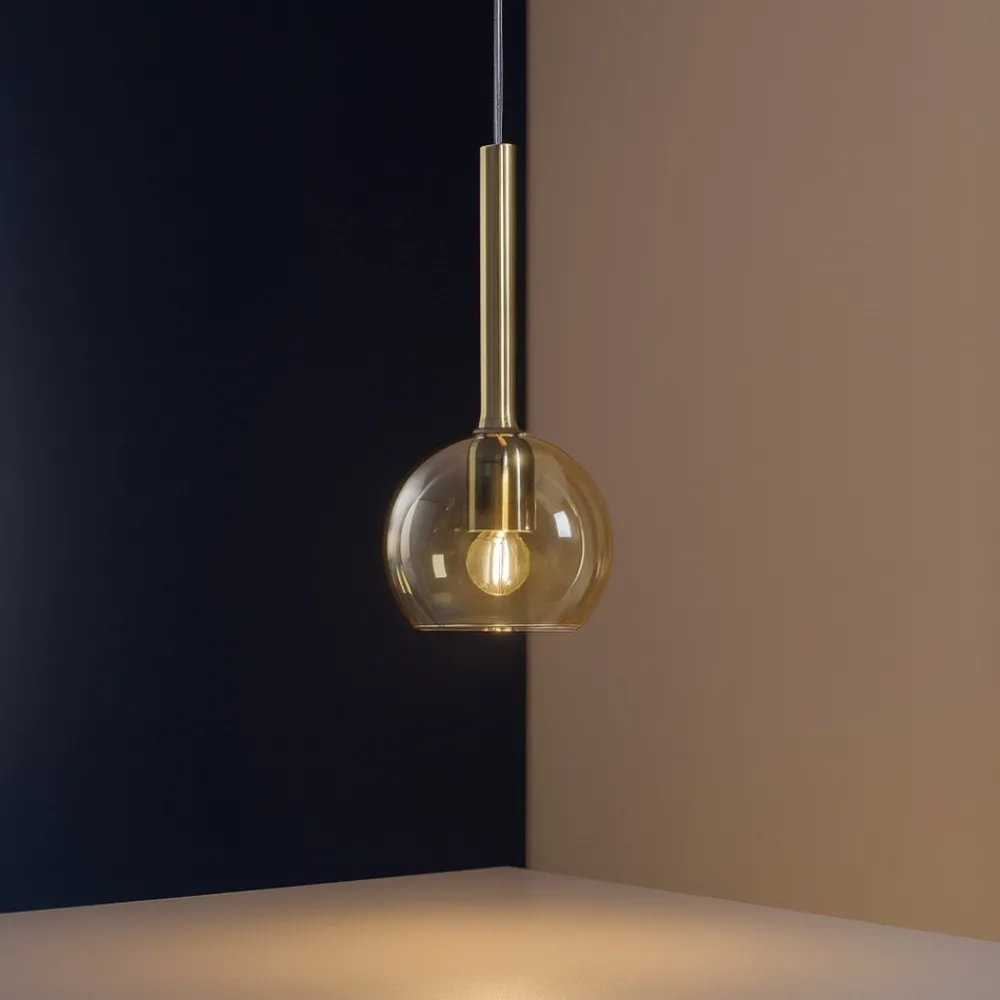 Lampade A Sospensione-Top Light Lampada a sospensione candie per cucina moderna sfera vetro ambra