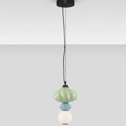 Lampade A Sospensione-Selezionato da Mazzolaluce Lampada a sospensione ceramica colorata led 3000k vetro verde blu
