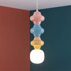 Lampade A Sospensione-Selezionato da Mazzolaluce Lampada a sospensione ceramica rosa celeste giallo