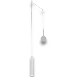 Lampade A Sospensione-Fabas Luce Lampada a sospensione cilindro bianco led biemissione prado