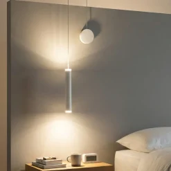 Lampade A Sospensione-Fabas Luce Lampada a sospensione cilindro bianco led biemissione prado