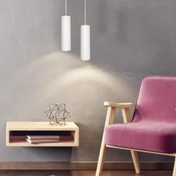 Lampade A Sospensione-Selezionato da Mazzolaluce Lampada a sospensione cilindro di gesso bianco