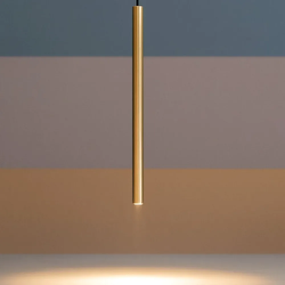 Lampade A Sospensione-Selezionato da Mazzolaluce Lampada a sospensione cilindro lungo 100cm oro