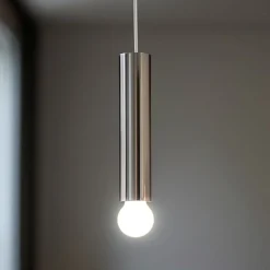 Lampade A Sospensione-Linea Light Lampada a sospensione cilindro cromo h30 e27 birba