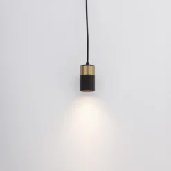 Lampade A Sospensione-Selezionato da Mazzolaluce Lampada a sospensione cilindro nero oro pendente comodino