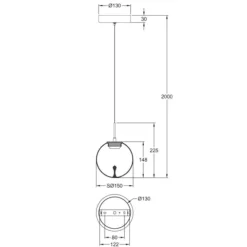 Lampade A Sospensione-Fabas Luce Lampada a sospensione 15cm led sfera di vetro ariel