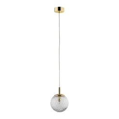 Lampade A Sospensione-Selezionato da Mazzolaluce Lampada a sospensione 14 cm oro sfera di vetro trasparente rigato