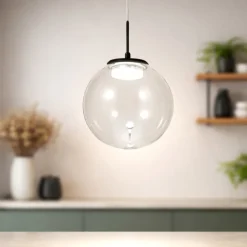 Lampade A Sospensione-Fabas Luce Lampada a sospensione 25cm sfera di vetro trasparente ariel