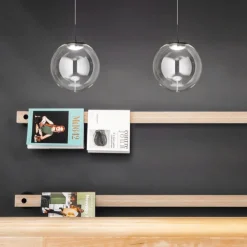 Lampade A Sospensione-Fabas Luce Lampada a sospensione 25cm sfera di vetro trasparente ariel
