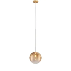 Lampade A Sospensione-Selezionato da Mazzolaluce Lampada a sospensione 20cm sfera vetro ambra sfumato top light