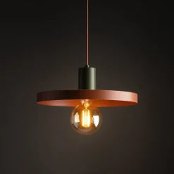 Lampade A Sospensione-Selezionato da Mazzolaluce Lampada a sospensione 30 cm verde mattone disco di metallo