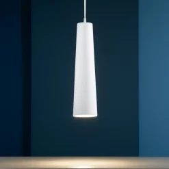 Lampade A Sospensione-Perenz Illuminazione Lampada a sospensione cono allungato vetro bianco perenz canna