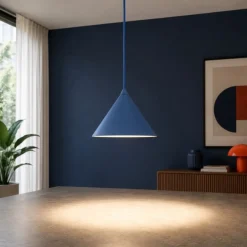 Lampade A Sospensione-Selezionato da Mazzolaluce Lampada a sospensione cono 21 cm blu in metallo per cucina