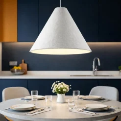 Lampade A Sospensione-Selezionato da Mazzolaluce Lampada a sospensione cono 30cm di cartapesta bianco