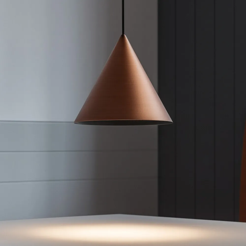 Lampade A Sospensione-Selezionato da Mazzolaluce Lampada a sospensione cono led dimmerabile colore rame