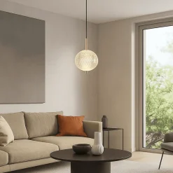 Lampade A Sospensione-Selezionato da Mazzolaluce Lampada a sospensione contemporanea vetro decorato led cct dimmerabile oro