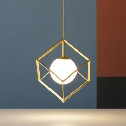 Lampade A Sospensione-Perenz Illuminazione Lampada a sospensione cube oro 15cm opaco
