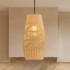 Lampade A Sospensione-Selezionato da Mazzolaluce Lampada a sospensione cupola in rattan naturale 22 cm