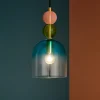 Lampade A Sospensione-Selezionato da Mazzolaluce Lampada a sospensione da comodino per camera da letto vetro bul verde rosa
