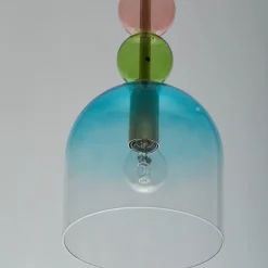 Lampade A Sospensione-Selezionato da Mazzolaluce Lampada a sospensione da comodino per camera da letto vetro bul verde rosa