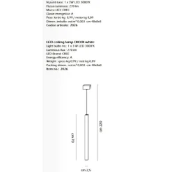 Lampade A Sospensione-Affralux Lampada a sospensione da comodino squadrata bianca led 3w 3000k