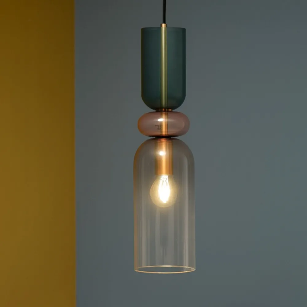Lampade A Sospensione-Selezionato da Mazzolaluce Lampada a sospensione da comodino vetro multicolor