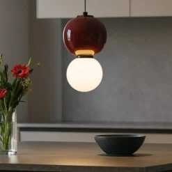 Lampade A Sospensione-Selezionato da Mazzolaluce Lampada a sospensione da cucina bordeaux diametro 18cm led 3000k