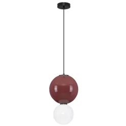 Lampade A Sospensione-Selezionato da Mazzolaluce Lampada a sospensione da cucina sfera vetro cporcellana bordeaux led 3000k