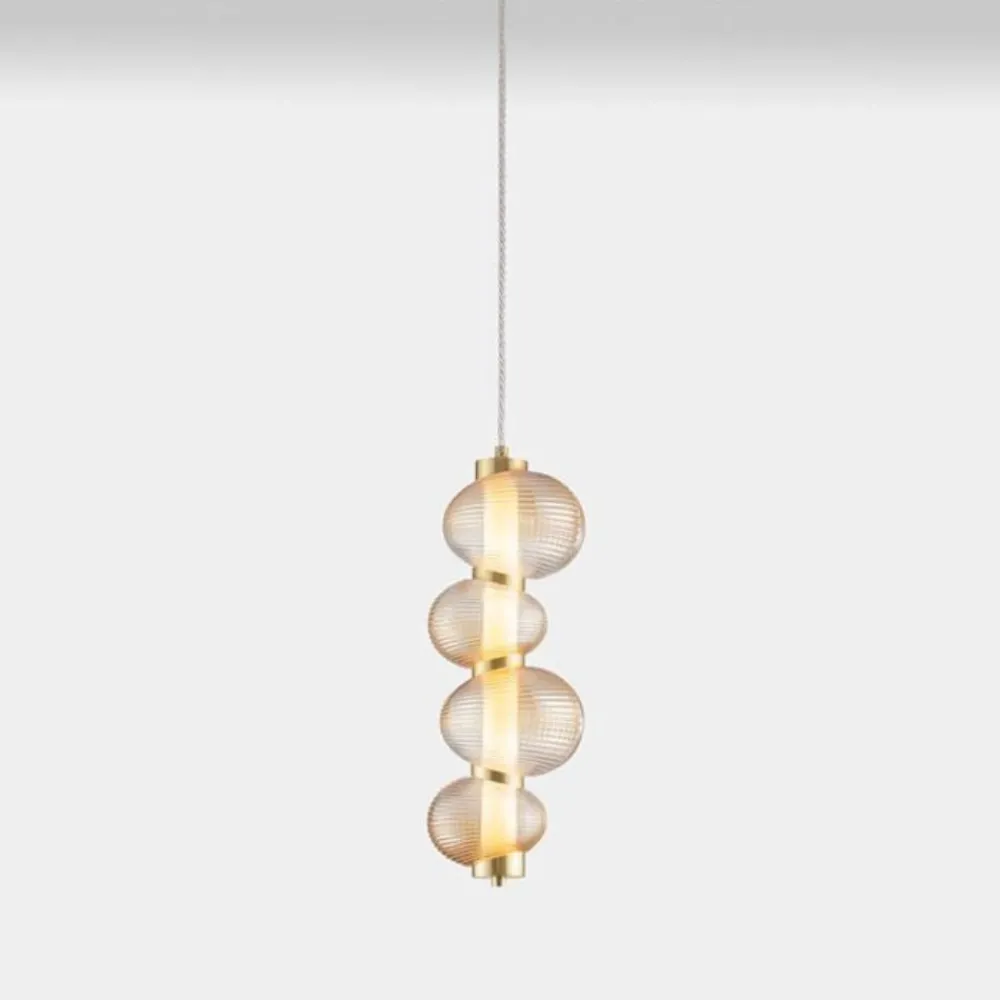 Lampade A Sospensione-Selezionato da Mazzolaluce Lampada a sospensione design moderno vetro decorato ambra