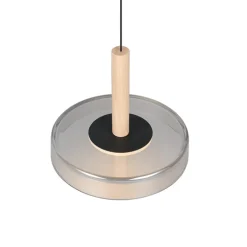 Lampade A Sospensione-Selezionato da Mazzolaluce Lampada a sospensione design vetro fume legno led 3000k dimmerabile