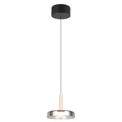 Lampade A Sospensione-Selezionato da Mazzolaluce Lampada a sospensione design vetro fume legno led 3000k dimmerabile