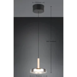Lampade A Sospensione-Selezionato da Mazzolaluce Lampada a sospensione design vetro fume legno led 3000k dimmerabile