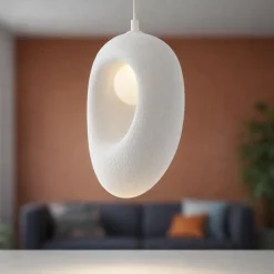 Lampade A Sospensione-Selezionato da Mazzolaluce Lampada a sospensione design japandi resina bianca stile wabi sabi