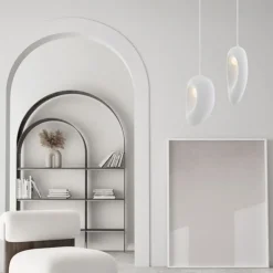 Lampade A Sospensione-Selezionato da Mazzolaluce Lampada a sospensione design japandi resina bianca stile wabi sabi