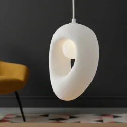 Lampade A Sospensione-Selezionato da Mazzolaluce Lampada a sospensione design japandi resina bianca stile wabi sabi
