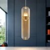 Lampade A Sospensione-Selezionato da Mazzolaluce Lampada a sospensione design moderna capsula in vetro ambra led 3000k dimmerabile
