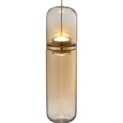 Lampade A Sospensione-Selezionato da Mazzolaluce Lampada a sospensione design moderna capsula in vetro ambra led 3000k dimmerabile