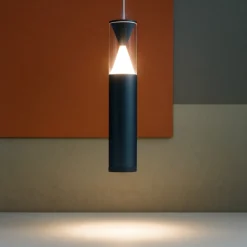 Lampade A Sospensione-Selezionato da Mazzolaluce Lampada a sospensione design antracite cilindro led 7w 3000k