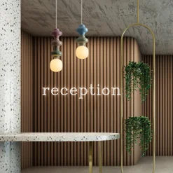 Lampade A Sospensione-Selezionato da Mazzolaluce Lampada a sospensione di ceramica rosa giallo verde per cucina moderna