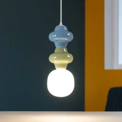 Lampade A Sospensione-Selezionato da Mazzolaluce Lampada a sospensione di ceramica verde celeste pastello moderna