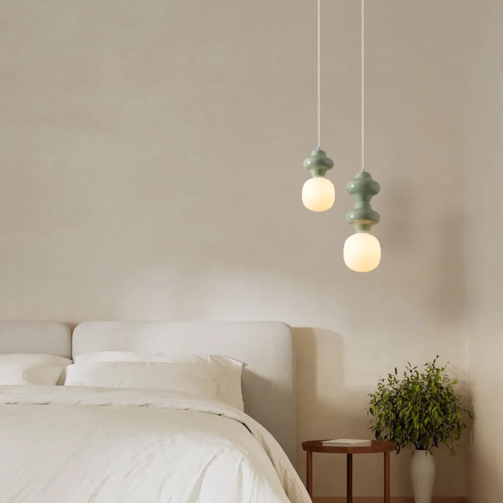 Lampade A Sospensione-Selezionato da Mazzolaluce Lampada a sospensione di ceramica verde pastello moderna