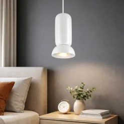 Lampade A Sospensione-Selezionato da Mazzolaluce Lampada a sospensione di ceramica bianca lucida moderna per comodini