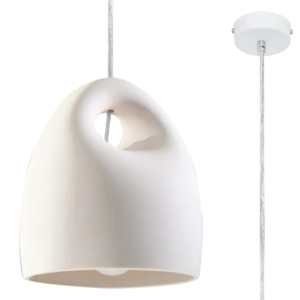 Lampade A Sospensione-Selezionato da Mazzolaluce Lampada a sospensione di gesso bianca per penisola